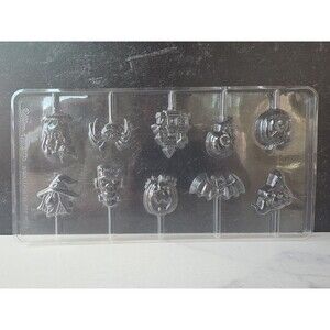Wilton Haunted Lollipop Mold Halloween Witch Bat Cat Skull Spider Frankenstein..